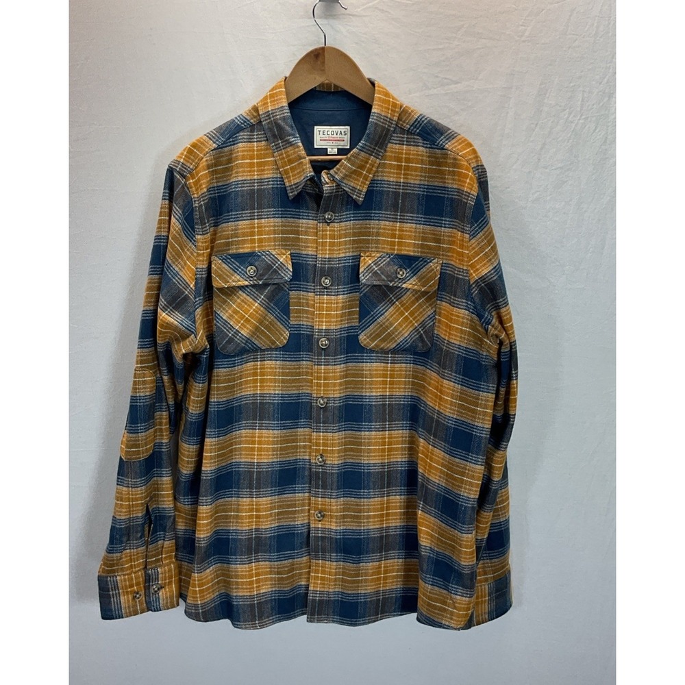 TECOVAS Men's Western Flannel‎ Shirt Plaid Thick Chore Work Button XL Rodeo